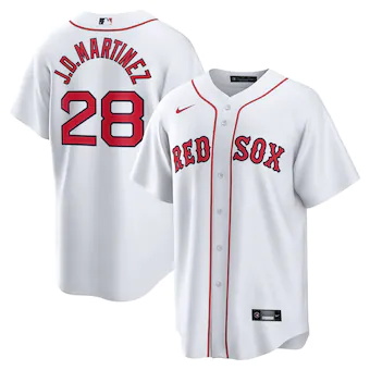 mens nike jd martinez white boston red sox home replica pla